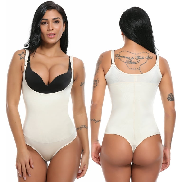 VASLANDA Women Shapewear Tummy Control Fajas Colombianas Open Bust Bodysuit  Slimmer Thong Body Shaper 