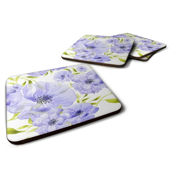 Watercolor Blue Flowers Foam Coaster Set of 4