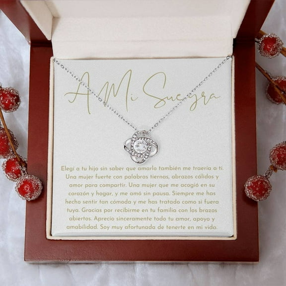 Mother In Law Gift (Spanish) Love Knot Necklace Luxury Box