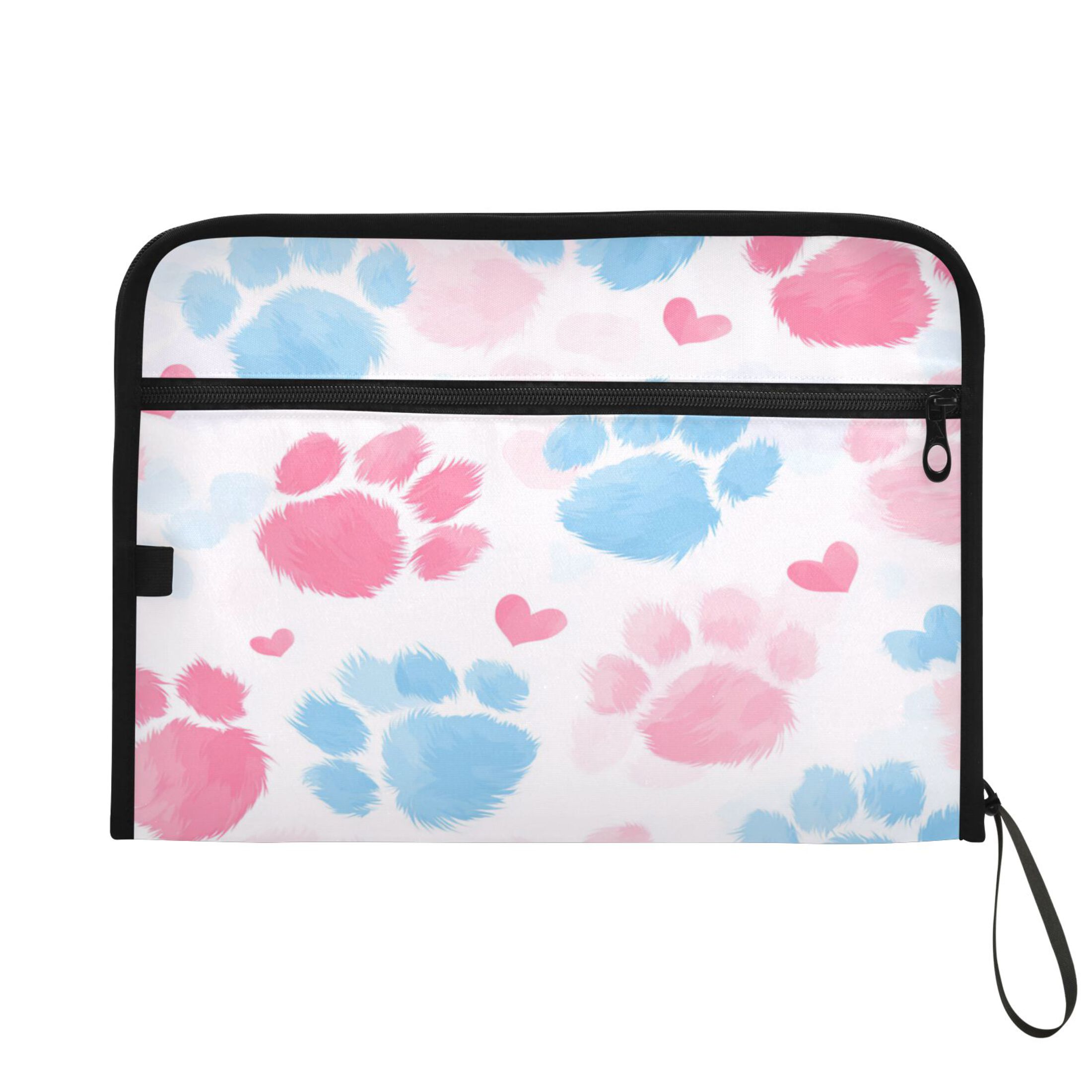 Folder Waterproof A4 Size File Folder Home Work Office Categorized Storage File Manager 13 Individual Pockets Plush Dog Paw Print Pattern