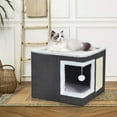 thumbnail image 4 of ZALALOVA Cat House for Indoor Cats Cube Bed, Covered Cat Cave & Furniture with Scratch Pad, Hideaway Den for Small Pet Large Kitten Kitty(Dark Gray), 4 of 7
