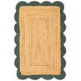 thumbnail image 2 of 9x12 Ft Green & Natural Jute Premium Scalloped Jute Rug – Handcrafted Natural Braided Carpet for Living Room, Bedroom, Entryway – Boho Home Decor, 2 of 5