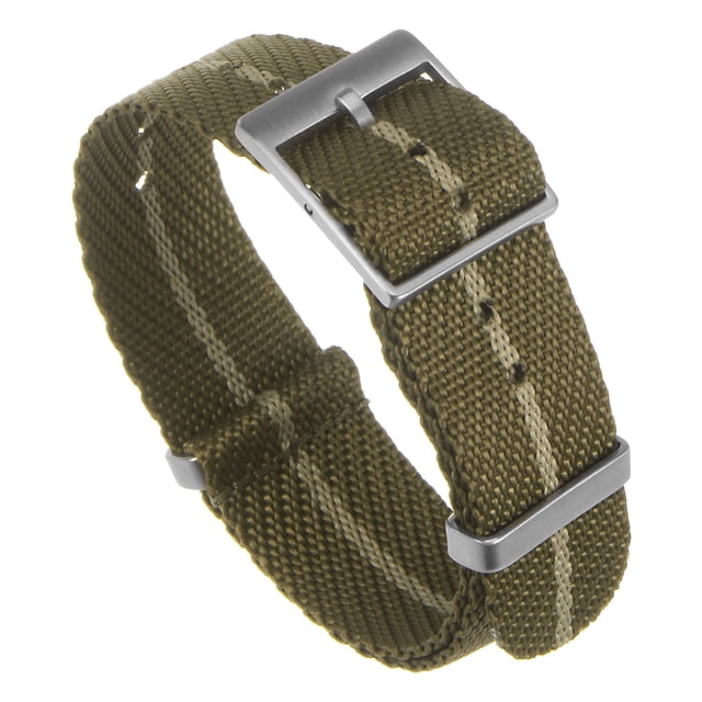 Una Pieza Reloj Correa 18mm Ancho Deslizante Nylon Reloj Correa para Hombre y Mujer, Suave y Cómodo Sola-Capa Lona Reloj Correa, Marrón Caqui