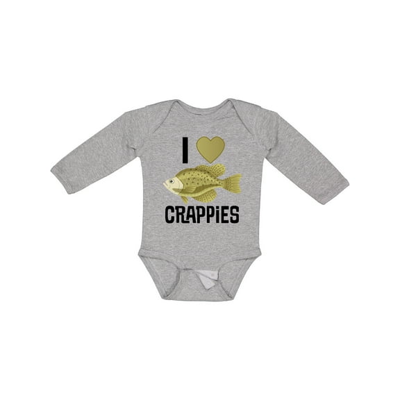 Inktastic Crappie Fishing I Love Crappies Boys or Girls Long Sleeve Baby Bodysuit