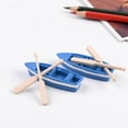 thumbnail image 3 of Eease Mini Wooden Boat Canoe Paddles Blue Row Boat Landscape Figurine 24 Pairs, 3 of 6