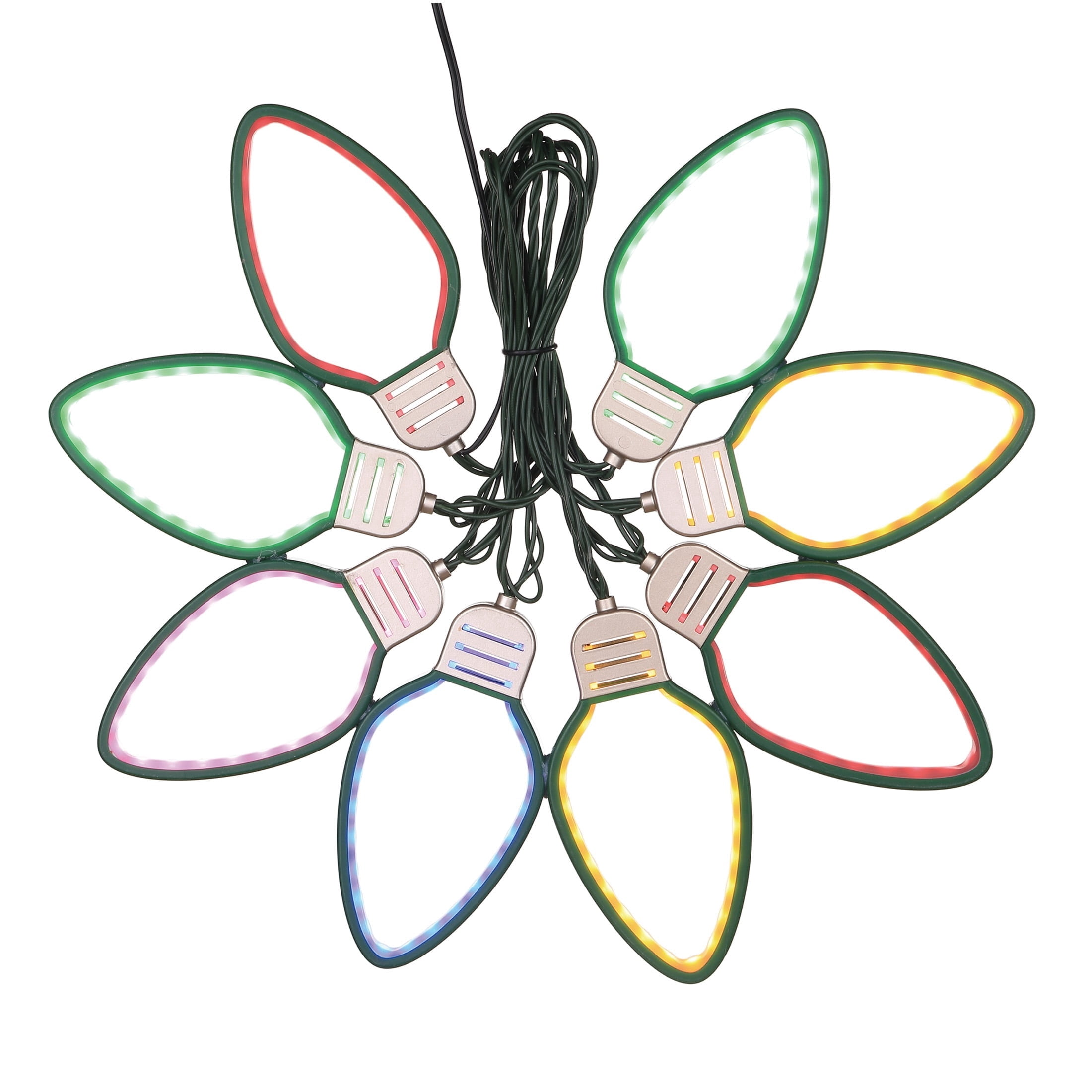 Indoor/Outdoor 8-Count LED Neon Bulbs Christmas Garland Lights, Multicolor, Green Wire, 7', by Holiday Time