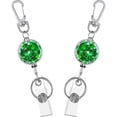 thumbnail image 1 of ORUYROP 2 Pack Glittery Retractable Keychain, Cute Metal Badge Reels Retractable,Retractable ID Name Badge Holder Reels with Carabiner Clip and Key Ring,Durable Retractable Rope (Bling Green), 1 of 7