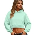 thumbnail image 2 of Felirenzacia Women's Cropped Hoodie, 350g Hooded Sweatshirt, Elastic Waistband Cuffed Pullover Tops, S-3XL, 2 of 7