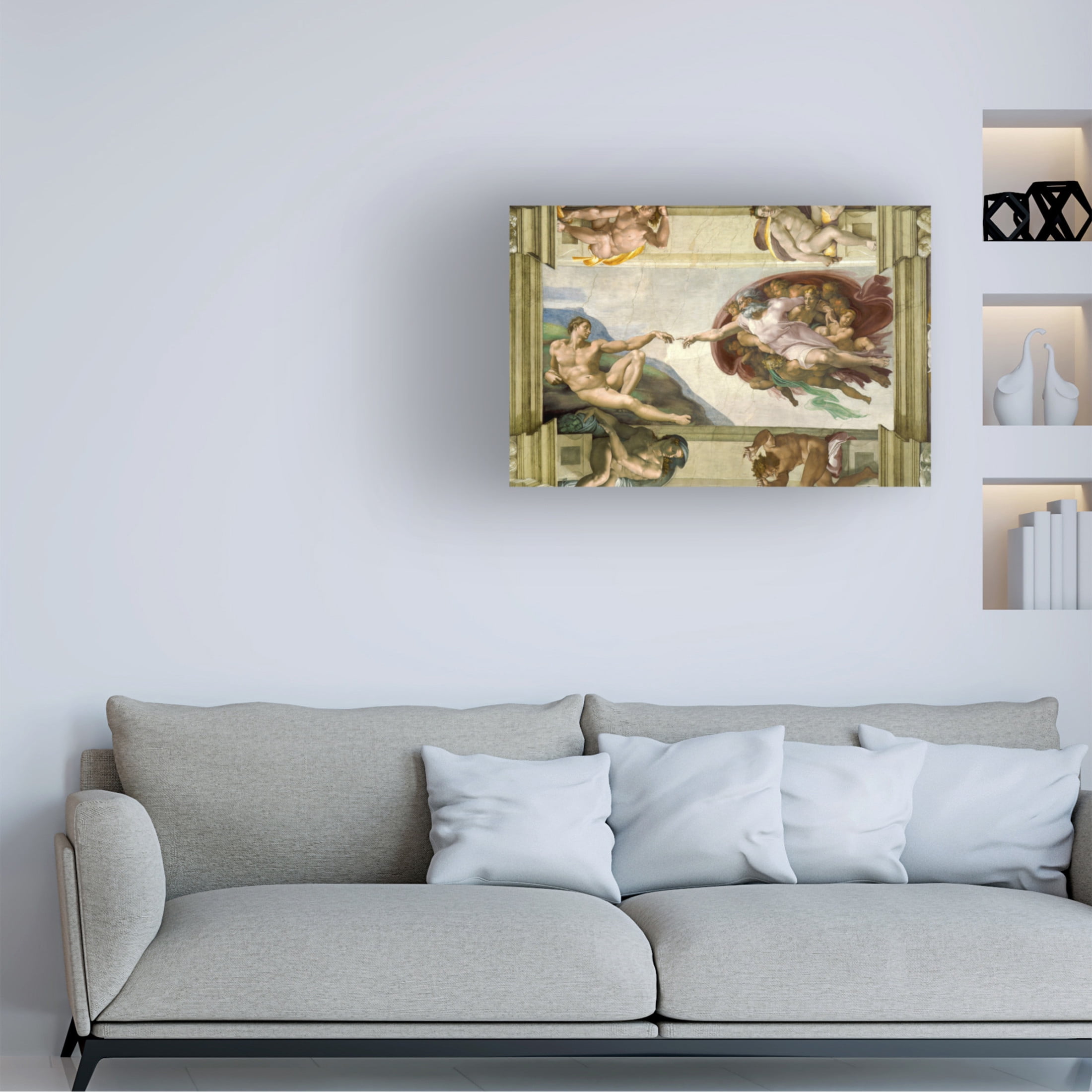Canvas Wall Art - Masters Collection 'The Creation Of Adam Michelangelo' Wall Art for Living Room, Bedroom, or Office Décor by Trademark Fine Art - 24 x 16 Inches