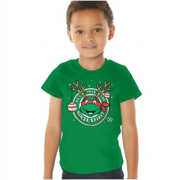 Teenage Mutant Ninja Turtles Ninja Christmas Spirit Kids T Shirt (3) for Toddler Boys and Girls, Kelly Green
