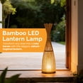 thumbnail image 3 of Vintiquewise Hand-Woven Tall Bamboo LED Floor Standing Lantern – Bohemian Wicker Decorative Lamp and Farmhouse Accent for Living Rooms Entryways Patios and Garden, Small, 3 of 3