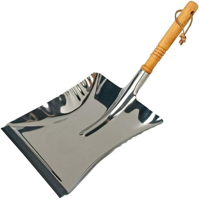 Redecker Dust Pan with Oiled Wooden Handle, 17-3/4-Inches, Stainless Steel