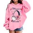 thumbnail image 2 of SGMVNU Girls Cute Hoodies Ribbed Hem Long Sleeve Sweatshirt Graphic Shirt Spring Fall School, Size 8-9 Years, Pink, 2 of 4