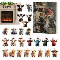 Christmas Cow Advent Calendar - 24 Days Countdown with Reusable Ornaments for Tree/Wall (Kid-Safe Acrylic)