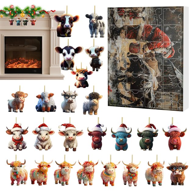 Christmas Cow Advent Calendar 2025 24 Days Of Christmas Advent Calendar Hanging Ornament