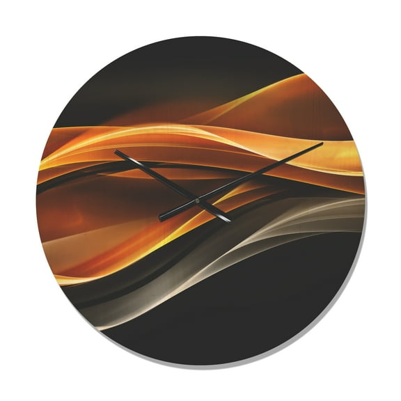 Designart 'Gold Silver Inward Lines On Black' Modern Wood Wall Clock