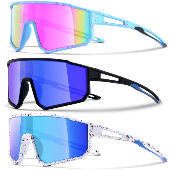 3 Pack Kids Sunglasses for Boys Girls Ages 6-14 - Polarized UV400 Protection Sports Sunglasses for Baseball, Cycling & Outdoor Play