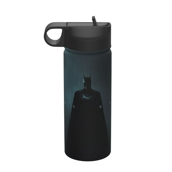 Batman 18 Oz Insulated Sports Water Bottle, Stainless Steel Tumbler With Straw Cap For Travel Hiking