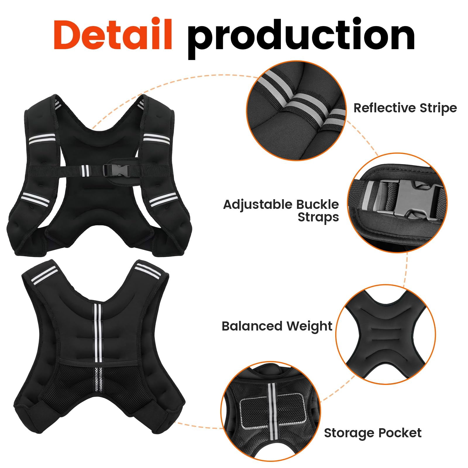 Black 8 Lb Weighted Vest for Strength Running Workout Jogging Walking