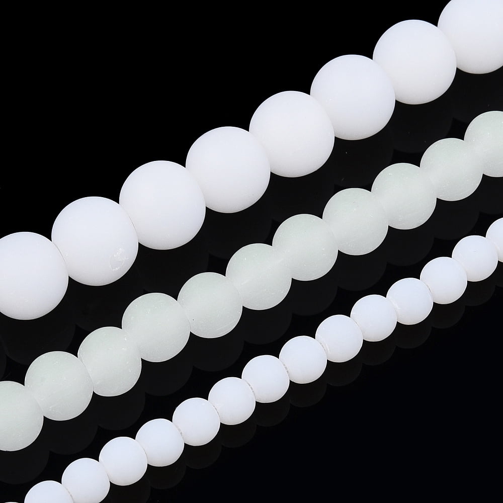 20strands Imitation Glass Beads Strands Frosted Round Creamy White 8~8.5mm Hole: 1.5mm about 51~53pcs/strand 14.96 inch~15.55 inch(38~39.7cm)