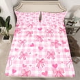thumbnail image 2 of Homewish Kawaii Princess Bowknot Full Size Sheets for Teen, Romantic Love Heart Bed Sheets, Pink Square Checkered Sheet Sets, Super Cozy Room Decor, 4pcs, 2 of 7