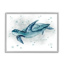 Stupell Industries Sea Life Tortoise Splash Graphic Art Gray Framed Art Print Wall Art, Design by Janet Tava