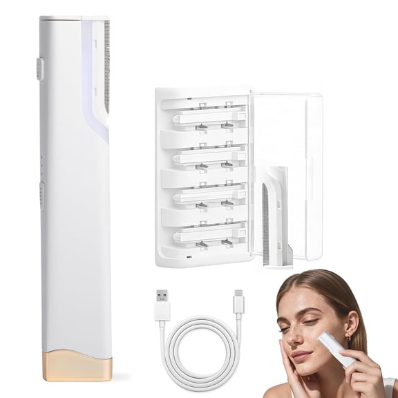 Electric Dermaplaning Tool for Face with LED Light, Mini Dermaplaning Razor Kit for Women with 5 Replace Blades 3 Speeds Facial Peach Fuzz Exfoliation & Hair Removal At Home