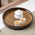 thumbnail image 4 of Round Bamboo Serving Tray with Handles - Versatile, Bamboo Storage Tray for Home, Kitchen, Party, 4 of 7