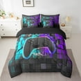 thumbnail image 2 of Erosebridal Teen Gamepads Bedding Sets Twin Size,Blue Purple Comforter Sets with Sheets,Geometric Buffalo Bed in a Bag Twin size,Breathable Gradient Bedroom Decorative,Reversible,7-Piece, 2 of 6
