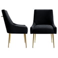 thumbnail image 6 of Home Beyond Velvet Upholstered Wing Back Parsons Chair with Golden Plated Legs, Accent Chairs with Contemporary Design for Living Room, Comfortable Armless Padded Chairs, Set of 2, VC-21BLK, Black, 6 of 7
