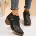 thumbnail image 5 of SKIYLEVZ Ankle Boots for Women Winter Boots Side Zip Chunky Booties Slip On Comfortable Casual Dressy Boots Faux Suede Ankle Boots Wide Width Available, 5 of 10