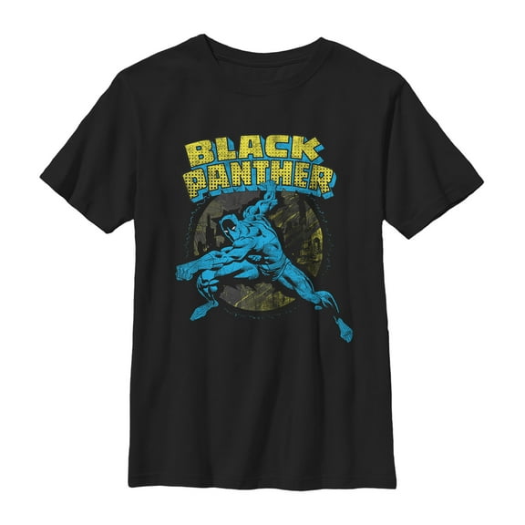 Boy's Marvel Black Panther Retro  Graphic Tee Black Large