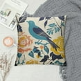 thumbnail image 2 of Nawypu Blue Floral Pillow Covers Navy Blue Yellow Aqua Colored Outdoor Throw Pillows Modern Spring Flower Bird Silhouette Decorative Pillowcase Square Cushion Case for Sofa Couch Bed, 2 of 5