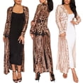 thumbnail image 2 of Evening Party Women Sexy Sequin Perspective Long Sleeve Maxi&nbsp;Coat Gown Cardigan, 2 of 7