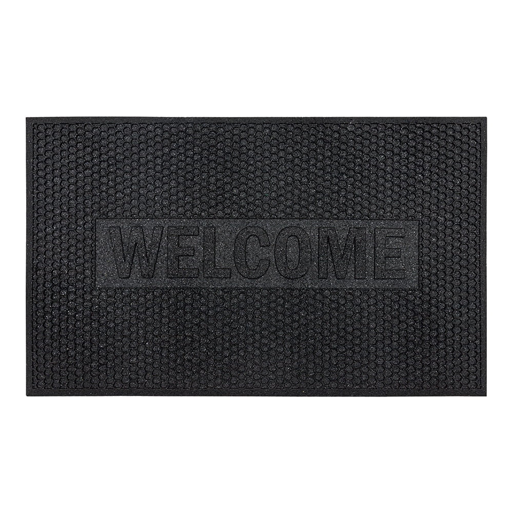 Mainstays Honeycomb Welcome Rubber Outdoor Doormat, Black, 18