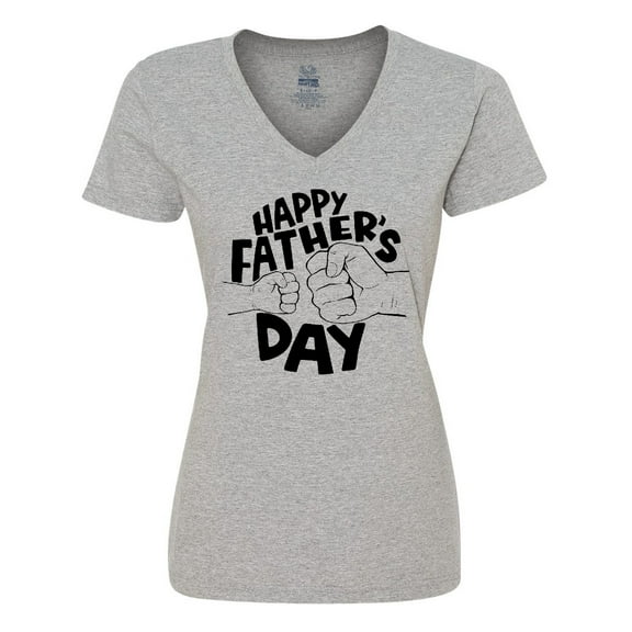 Inktastic Happy Father's Day Parent-Child Fist Bump Women's V-Neck T-Shirt