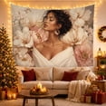 thumbnail image 3 of Woman with Cream White Flowers Portrait Tapestry Wall Hanging, 3 of 7