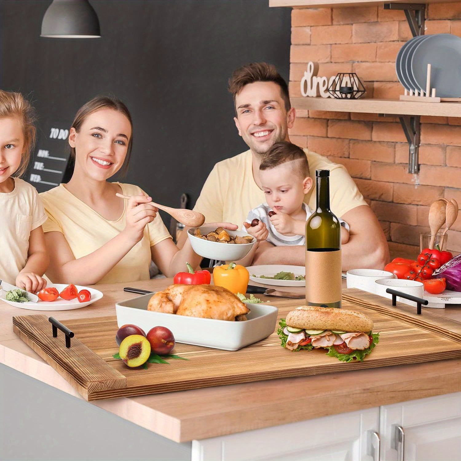 Noodle Board Stove Cover with Handles, Wood Stove Covers for Gas Stove Top, Glass Cooktop Protector, Wooden Stovetop Cover, Versatile Cutting Boards with Groove, Sink Cover, Serving Tray