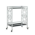thumbnail image 2 of Ola Silver/Black Bar Cart - Open Wine Bottle and Stemware Storage, 2 Glass Shelves, 4 Casters total, 2 are locking, 2 of 9