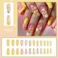 thumbnail image 2 of Square Press on Nail Flower Fake Nail Stick on Nail in 12 Sizes,24 Pcs French, 2 of 5