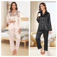 thumbnail image 5 of Womens Satin Pajama Sets Long Sleeve Silk Pajamas for Women Soft Button Down Pajama Set Women Satin Sleepwear Set with Long Pant Silk Loungewear for Women, S-XXL, 2 Pack, 5 of 9