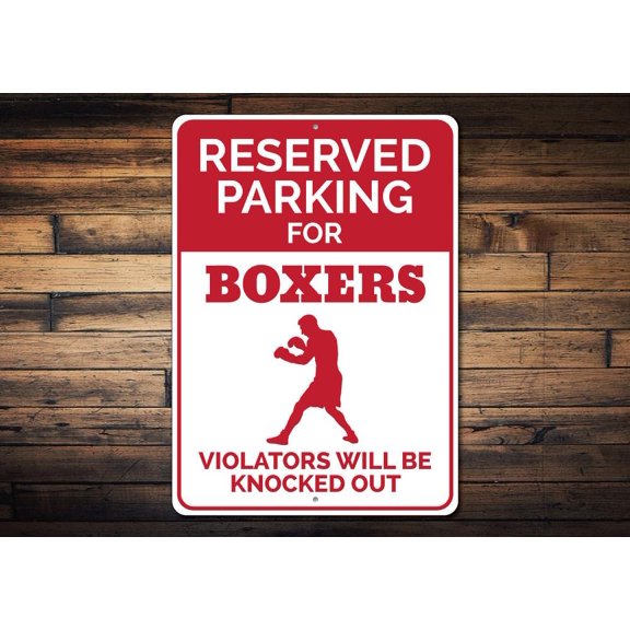 Boxer Parking Only Novelty Sign, Metal Wall Decor - 10x14 inches
