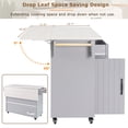 thumbnail image 5 of Kitchen Island with Trash Can Storage Cabinet, Kitchen Cart with Drop Leaf, Spice Rack, Towel Rack and Drawer, Rolling Kitchen Island on Wheels with Adjustable Shelf, Grey, 5 of 9