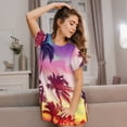 thumbnail image 3 of Disketp Tropical Palm Tree at Sunset para Camisón Corto de Manga Corta para Mujeres, Camisón Cómodo con Escote Redondo, Bonito y Confortable, 3 of 6