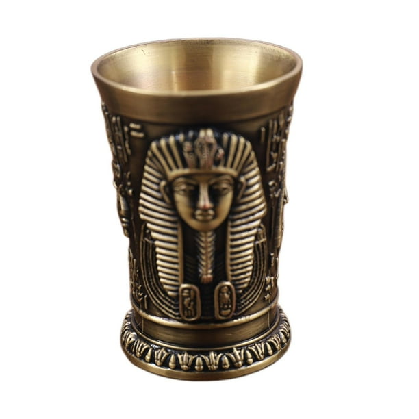 Vaso de cristal, vaso para degustación, copa de cristalería antigua con relieve, para accesorios de bar Cleopatra de bronce
