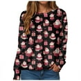 thumbnail image 6 of Kaprioy Womens Cute Christmas Sweatshirts Long Sleeve Tops Christmas Gift Graphic Holiday Crewneck Fall Fashion Clothing Brick Red, XL, 6 of 6