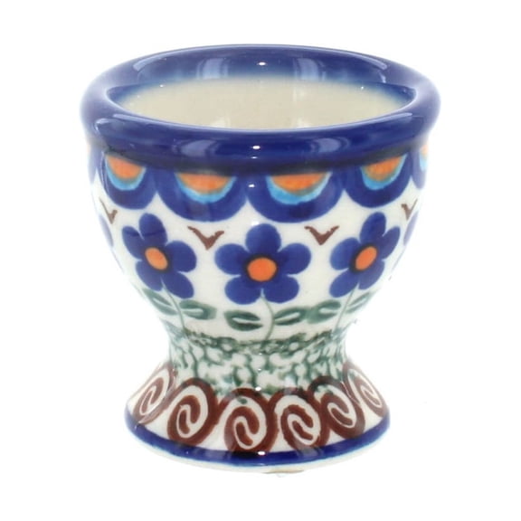 Blue Rose Polish Pottery Aztec Flower Egg Cup