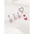5pcs Fashion Y2K Butterfly HeartShaped Zircon Navel Ring Set For Women