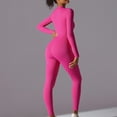 thumbnail image 4 of Lovskoo 2024 Women Workout Jumpsuit Zip Up Romper Bottom Pants Long Sleeve Solid Color Yoga Bodycon Bodysuit One Piece Jumpsuit Pants Hot Pink M, 4 of 7