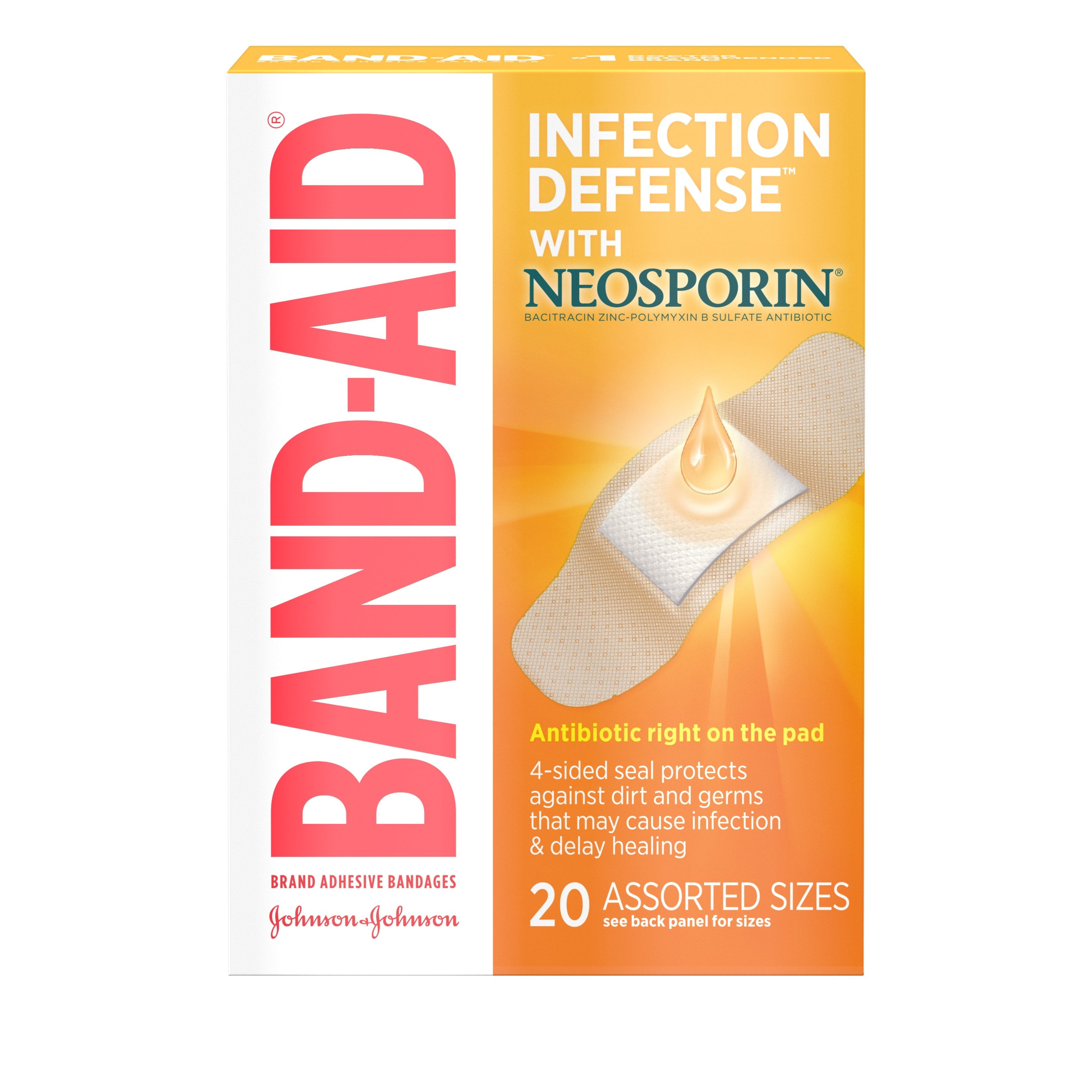 Band-Aid Neosporin Adhesive Bandages, One-Step Infection Protection, 20ct